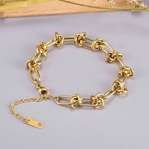 NEW Arrival Chunky 18K Gold Plated Twisted Rope Link Chain Clasp Bracelet